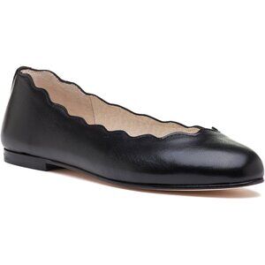 French Sole women's Jigsaw scalloped ballet flats 9.5B black leather Spain